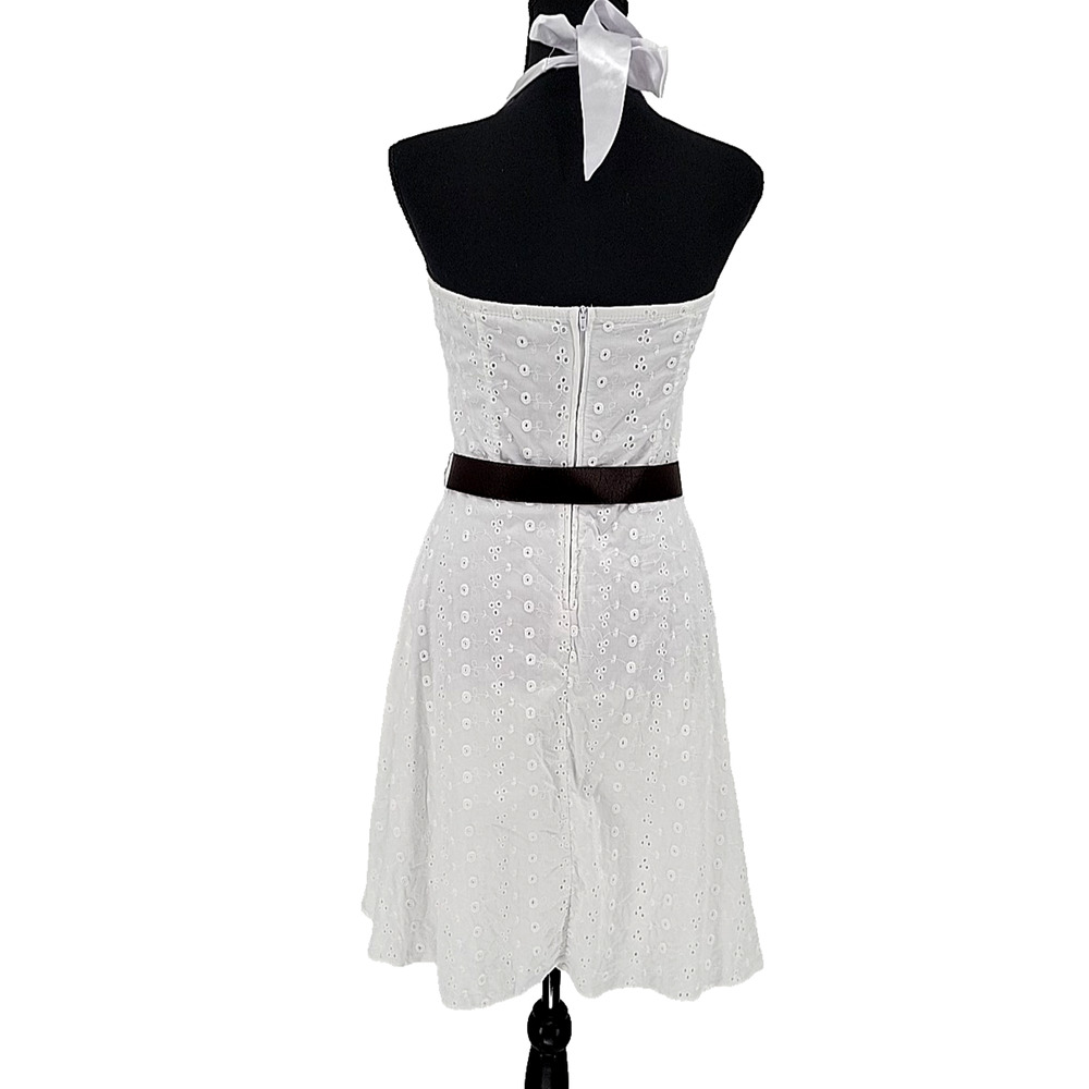 White Babydoll Halter Dress Bridal Euro Summer Milkmaid Y2K Coastal Cowgirl SZ 7 - Picture 3 of 13